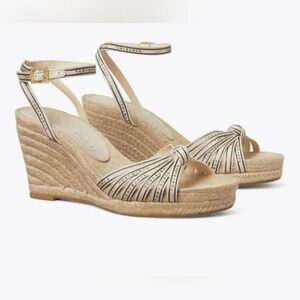 Women's Tory Burch Tory Ribbon Espadrille Wedge Sandals